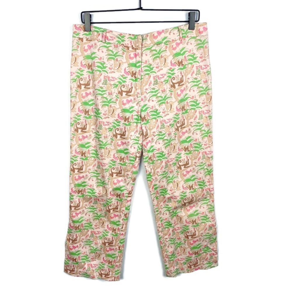 Vintage Tibi Jungle Print Pants Pink Green Animal Print Tropical Designer 10